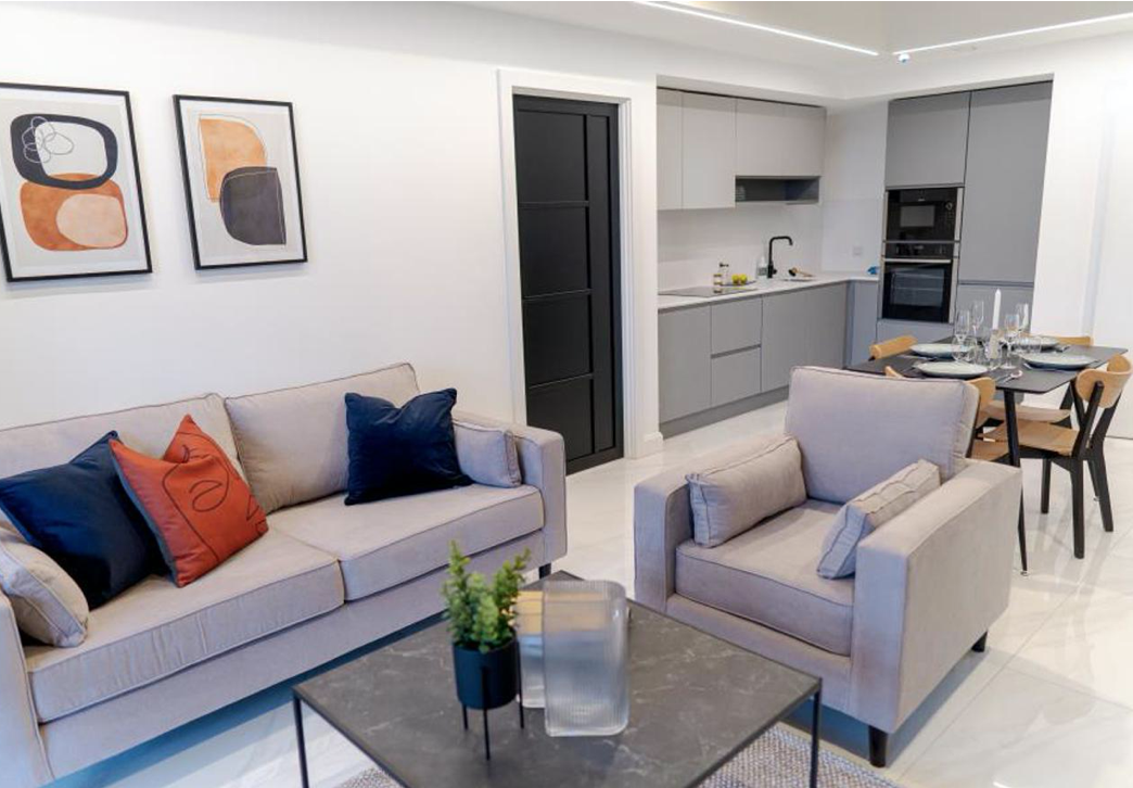 Apartments to Rent by Northern Group at One Silk Street, Manchester, M4, living kitchen dining area
