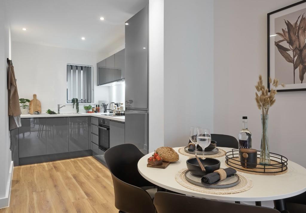 Apartments to Rent by Savills at The Picture House, Redbridge, IG1, kitchen dining area